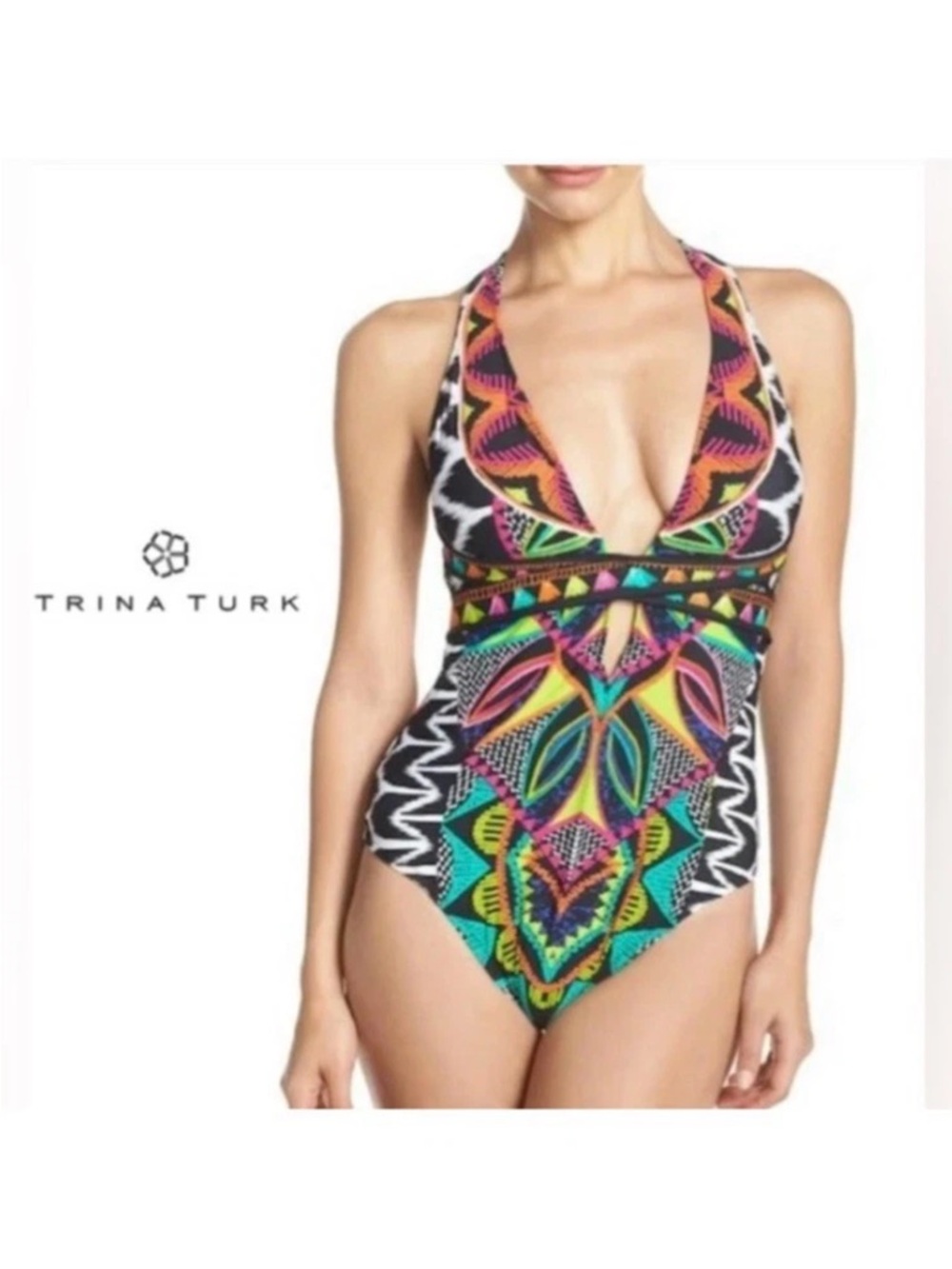 Trina Turk Multicolor Halter One-Piece Swimsuit